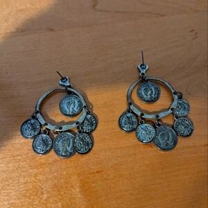 Vintage Bohemian silver coin earrings